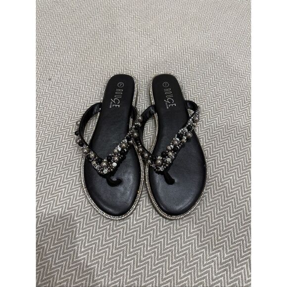 Rouge Helium Black Beaded Sandals Size 7 - Picture 4 of 5